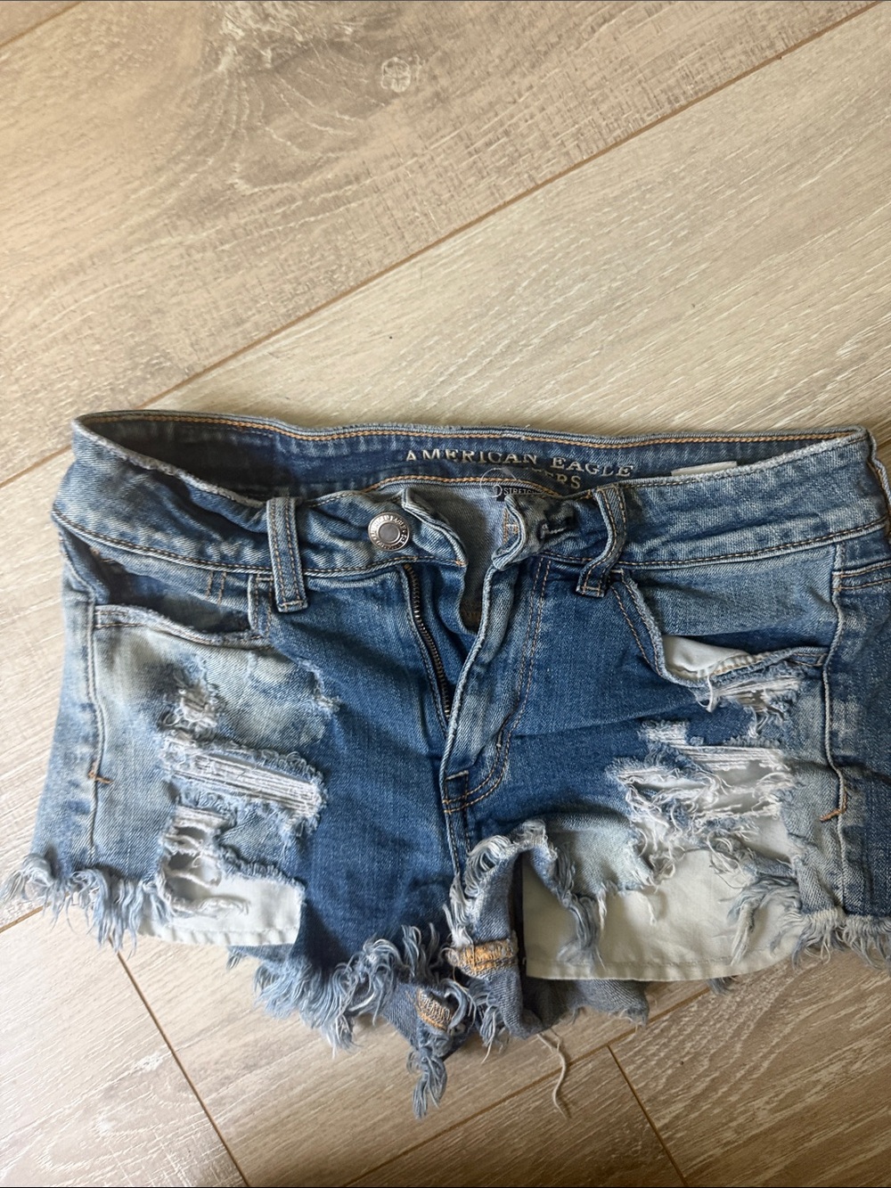American Eagle Outfitters Distressed Light Blue Denim Cutoff Shorts